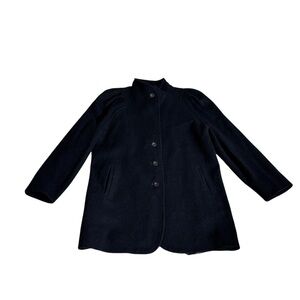 International Scene Women's Black 100 Pure Wool Coat Preppy Style Retro Sz 13/14